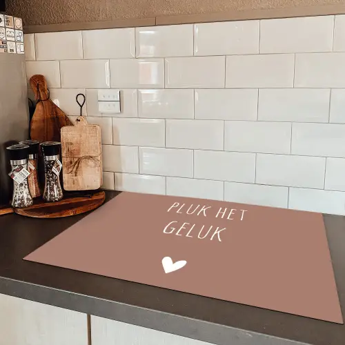 Pluk het geluk - Spreuken - Quotes Inductie beschermer vinyl 3mm middel -sfeer3