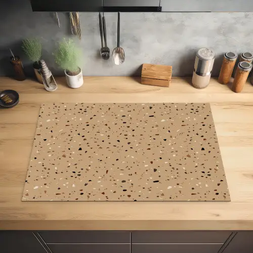 Terrazzo - Patroon - Beige Inductie beschermer vinyl 3mm klein 276 -sfeer5