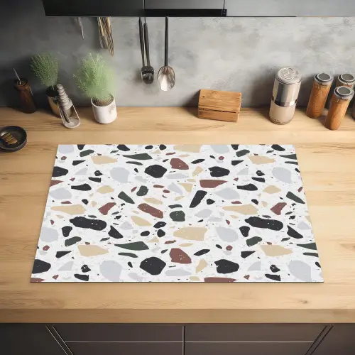 Terrazzo - Patroon - Kleurrijk - Klei Inductie beschermer vinyl 3mm klein 276 -sfeer5
