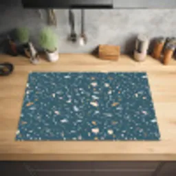Terrazzo -  Patroon - Kleurrijk - Diep blauw Inductie beschermer vinyl 3mm klein 276 -sfeer5