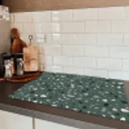 Terrazzo -  Patroon - Kleurrijk - Groen Inductie beschermer vinyl 3mm klein 276 -sfeer3