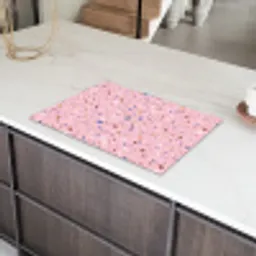 Terrazzo -  Patroon - Kleurrijk - Roze Inductie beschermer vinyl 3mm klein 276 -sfeer8