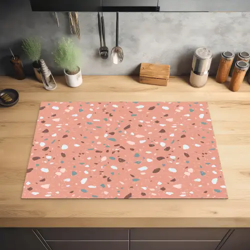 Terrazzo - Patroon - Kleurrijk - Roze - Blauw Inductie beschermer vinyl 3mm klein 276 -sfeer5