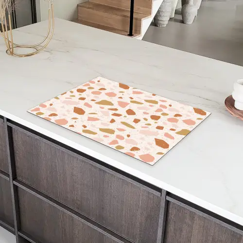 Terrazzo - Patroon - Kleurrijk - Zalm Inductie beschermer vinyl 3mm klein 276 -sfeer8