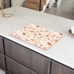 Terrazzo -  Patroon - Kleurrijk - Zalm Inductie beschermer vinyl 3mm klein 276 -sfeer8