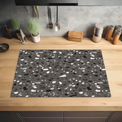 Terrazzo - Patroon - Grijs Inductie beschermer vinyl 3mm klein 276 -sfeer5