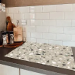 Terrazzo - Patroon - Groen Inductie beschermer vinyl 3mm klein 276 -sfeer3