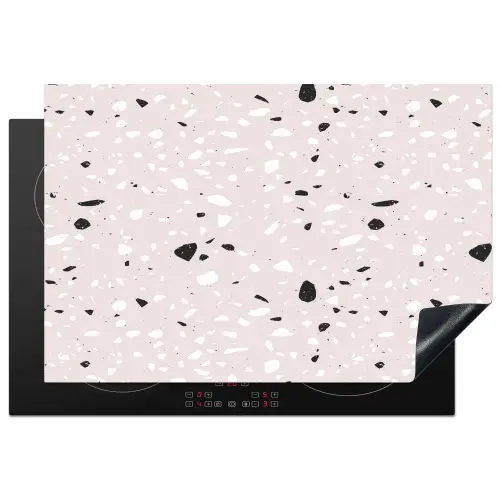 Terrazzo - Patroon - Zacht - Zwart - Wit Inductie beschermer vinyl 3mm klein 276 -3d