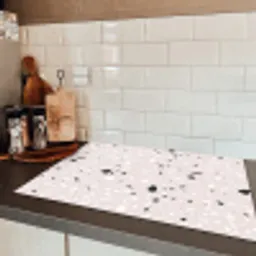 Terrazzo -  Patroon - Zacht - Zwart - Wit Inductie beschermer vinyl 3mm klein 276 -sfeer3