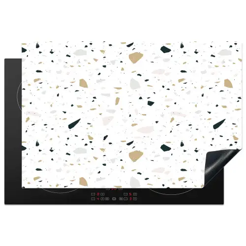 Terrazzo - Patroon - Wit - Neutraal Inductie beschermer vinyl 3mm klein 276 -3d