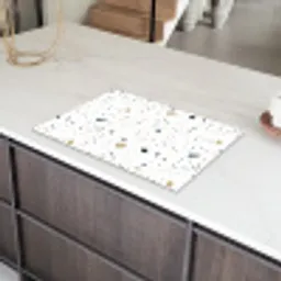 Terrazzo - Patroon - Wit - Neutraal Inductie beschermer vinyl 3mm klein 276 -sfeer8