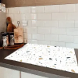 Terrazzo - Patroon - Wit - Neutraal Inductie beschermer vinyl 3mm klein 276 -sfeer3