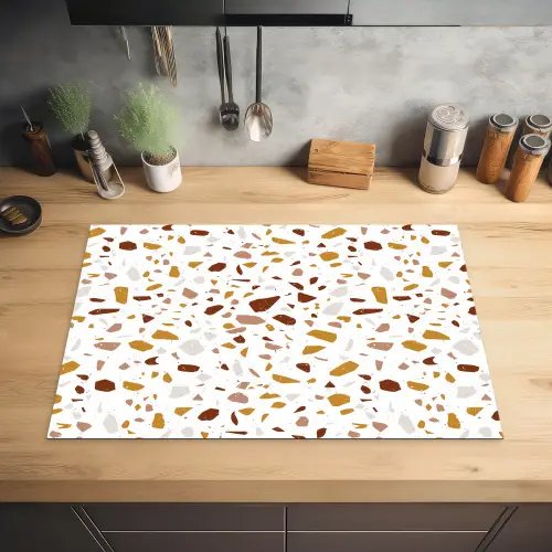Terrazzo - Patroon - Wit - Urban Inductie beschermer vinyl 3mm klein 276 -sfeer5