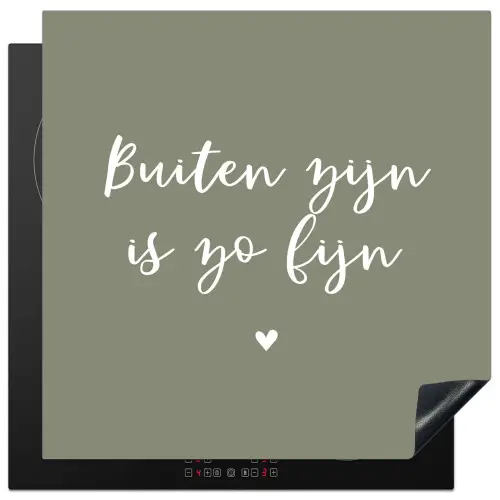 Tekst - Buiten zijn is zo fijn - Zomer - Spreuken Inductie beschermer vinyl 3mm middel -3d