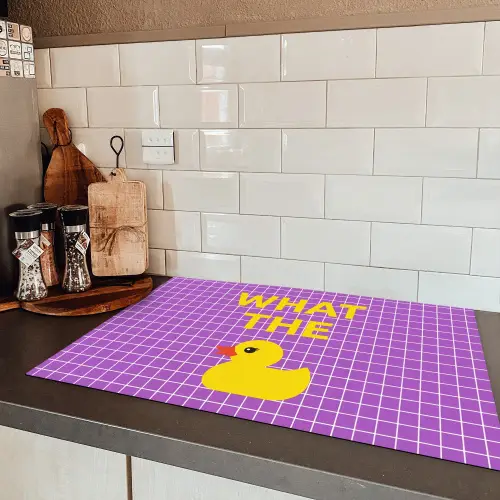 Tekst - Eend - Paars Inductie beschermer vinyl 3mm klein -sfeer3