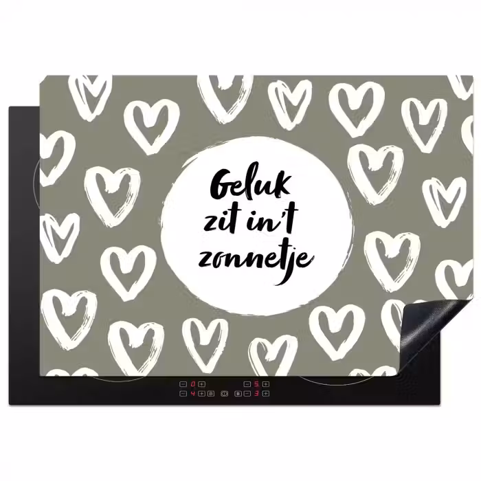 Tekst - geluk zit in 't zonnetje - Quotes - Geluk - Zon Inductie beschermer vinyl 3mm middel -3d