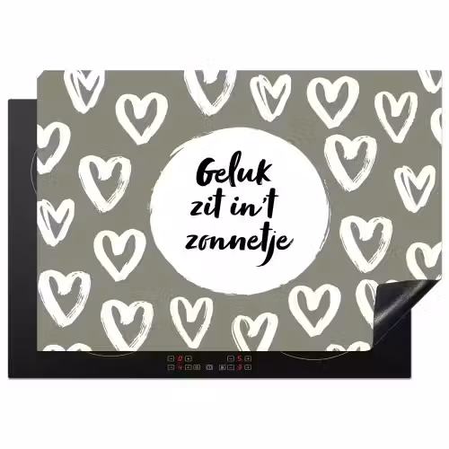 Tekst - geluk zit in 't zonnetje - Quotes - Geluk - Zon Inductie beschermer vinyl 3mm middel -3d