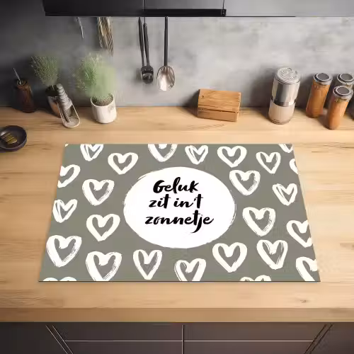 Tekst - geluk zit in 't zonnetje - Quotes - Geluk - Zon Inductie beschermer vinyl 3mm middel -sfeer5