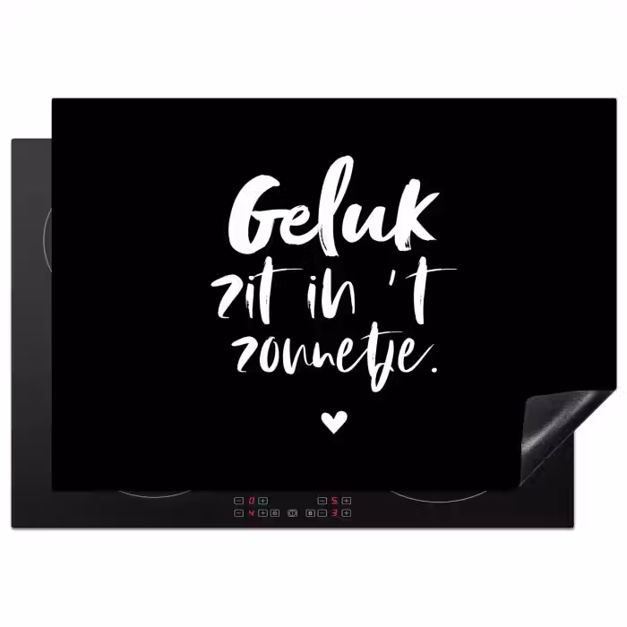 Tekst - Geluk zit in 't zonnetje - Quotes - Zomer - Zon Inductie beschermer vinyl 3mm middel -3d