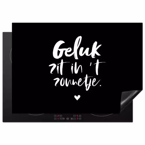Tekst - Geluk zit in 't zonnetje - Quotes - Zomer - Zon Inductie beschermer vinyl 3mm middel -3d