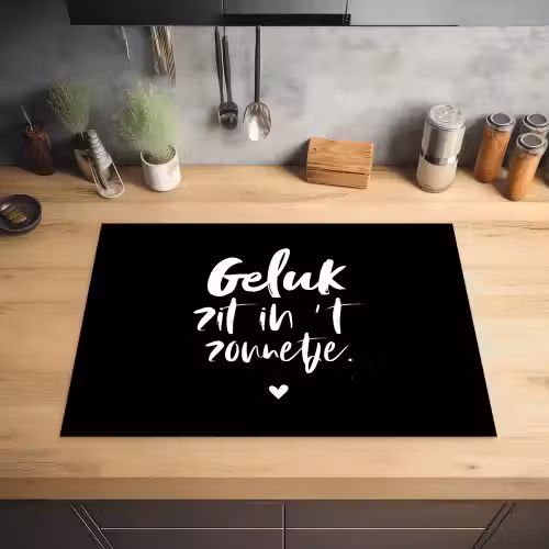 Tekst - Geluk zit in 't zonnetje - Quotes - Zomer - Zon Inductie beschermer vinyl 3mm middel -sfeer5