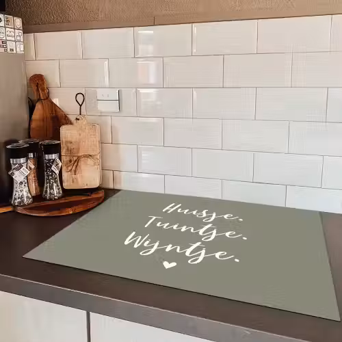 Tekst - Huisje, tuintje, wijntje - Thuis - Quotes - Wijn Inductie beschermer vinyl 3mm middel -sfeer3