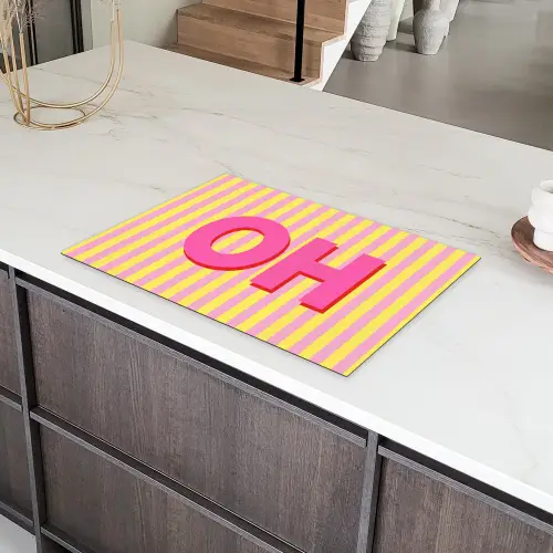 Tekst - Strepen - Roze Inductie beschermer vinyl 3mm klein -sfeer8