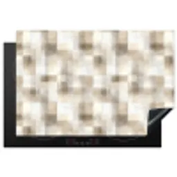 Textuur - Linnen - Beige Inductie beschermer vinyl 3mm klein 276 -3d
