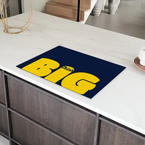 Think big - Blauw - Geel Inductie beschermer vinyl 3mm klein -sfeer8