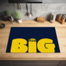 Think big - Blauw - Geel Inductie beschermer vinyl 3mm klein -sfeer5