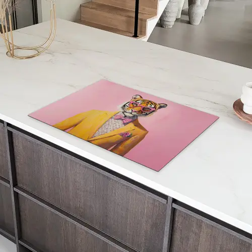 Tijger - Bril - Geel - Jasje Inductie beschermer vinyl 3mm klein -sfeer8