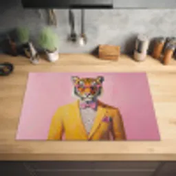 Tijger - Bril - Geel - Jasje Inductie beschermer vinyl 3mm klein -sfeer5