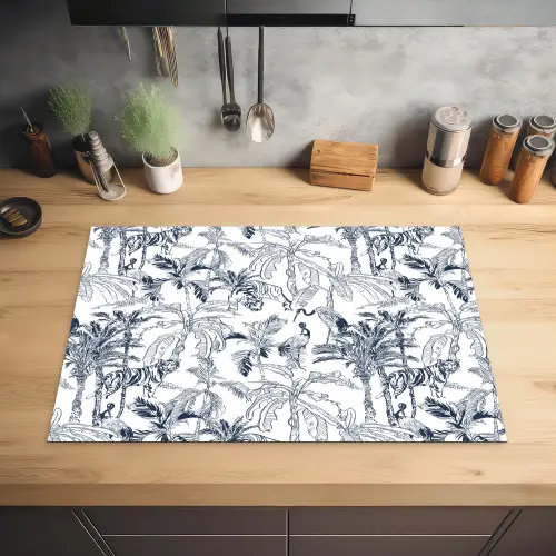 Tijger - Jungle - Blauw Inductie beschermer vinyl 3mm klein 276 -sfeer5