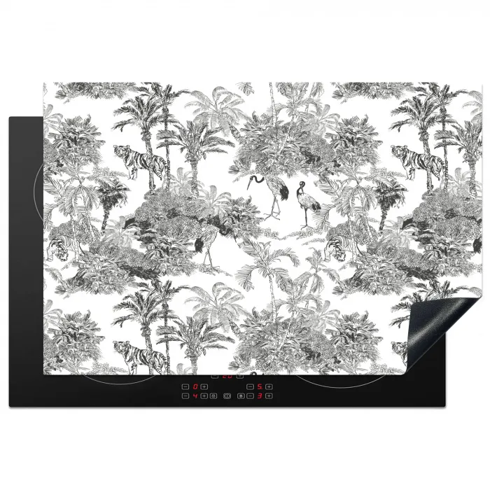 Tijger - Jungle - Patroon - Grijs Inductie beschermer vinyl 3mm klein 276 -3d