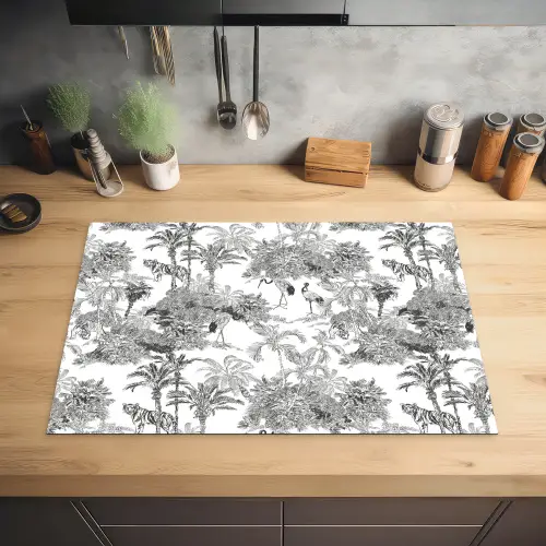 Tijger - Jungle - Patroon - Grijs Inductie beschermer vinyl 3mm klein 276 -sfeer5