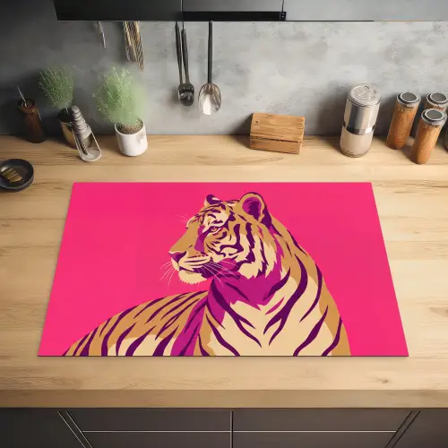 Tijger - Modern - Neon Inductie beschermer vinyl 3mm klein -sfeer5