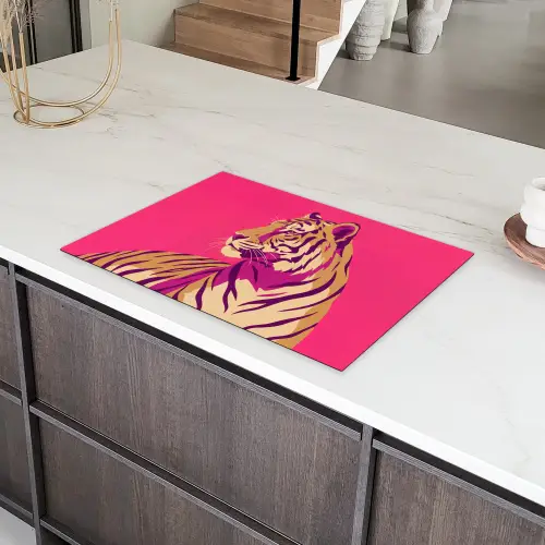 Tijger - Modern - Neon Inductie beschermer vinyl 3mm klein -sfeer8