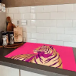 Tijger - Modern - Neon Inductie beschermer vinyl 3mm klein -sfeer3