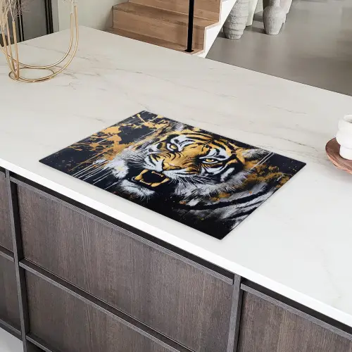 Tijger - Verfspatten - Goud Inductie beschermer vinyl 3mm klein -sfeer8
