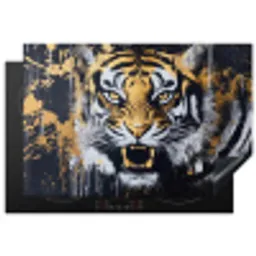 Tijger - Verfspatten - Goud Inductie beschermer vinyl 3mm klein -3d