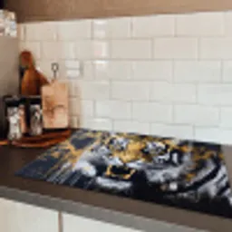 Tijger - Verfspatten - Goud Inductie beschermer vinyl 3mm klein -sfeer3