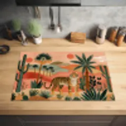 Tijger - Palmen - Cactus - Oranje Inductie beschermer vinyl 3mm klein -sfeer5