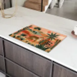 Tijger - Palmen - Cactus - Oranje Inductie beschermer vinyl 3mm klein -sfeer8