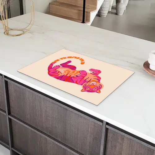 Tijger - Roze - Oranje Inductie beschermer vinyl 3mm klein -sfeer8