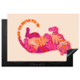 Tijger - Roze - Oranje Inductie beschermer vinyl 3mm klein -3d