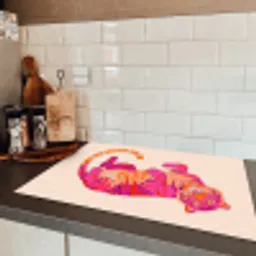 Tijger - Roze - Oranje Inductie beschermer vinyl 3mm klein -sfeer3