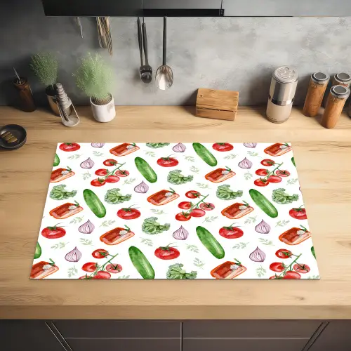 Tomaat - Paprika - Komkommer - Patroon Inductie beschermer vinyl 3mm klein 276 -sfeer5