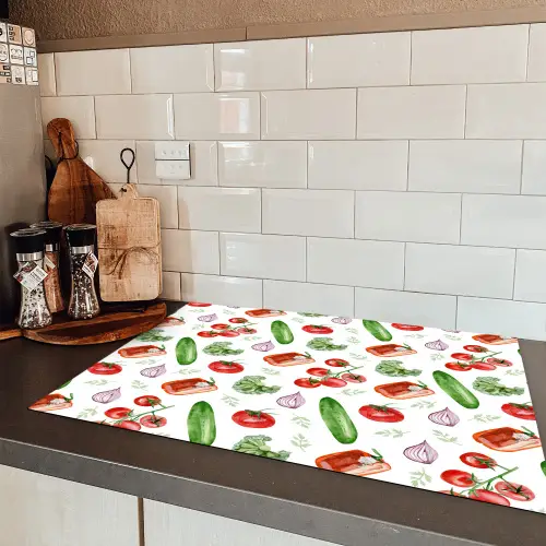 Tomaat - Paprika - Komkommer - Patroon Inductie beschermer vinyl 3mm klein 276 -sfeer3