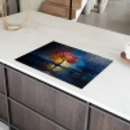 Boom - Blauw - Bladeren - Vakken Inductie beschermer vinyl 3mm klein -sfeer8