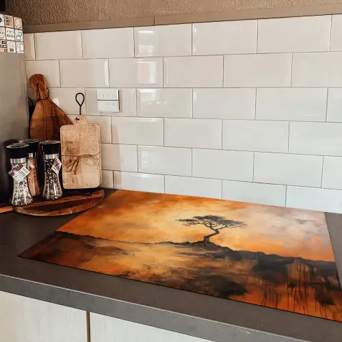Boom - Landschap - Oranje Inductie beschermer vinyl 3mm klein -sfeer3